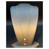 Sterling chain with 3-tiered sterling enameled pendant…..3 grams