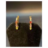 Beautiful gold-tone over sterling multi-colored lever back earrings