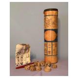 Vintage Deluxe Tinkertoy Wood Building Set in original container with instructions and illustrations…..unknown if all 200 pieces are included