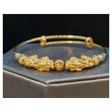 Double Pixiu Gold-Tone Wealth Bangle from the Buddha Power Store