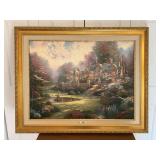 Authentic Thomas Kinkade “Gardens Beyond Spring Gate - Spring Gate III” limited dated edition oil on canvas print with COA…..41-1/2 x 33