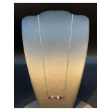 Dainty sterling chain with sterling multi-colored stone bar pendant…..1 gram