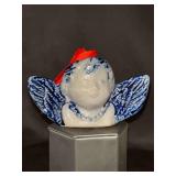 Rowe Pottery Works Salt Glaze Cherub Bust Irnament…..4-1/2 x 3-1/2 tall