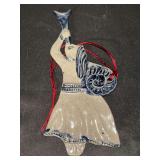 Vintage Rowe Pottery Works Salt Glaze Christmas ornament featuring Gabriel…..6-1/2” tall