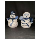 Vintage Dedham Potting Shed Rabbit Pattern Blue/White Crackle Lidded Sugar Bowl and Creamer Set