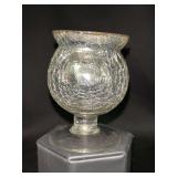 Miniature Pedestal Crackle Glass Candle Holder…..3-1/4” tall