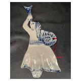 Vintage Rowe Pottery Works Salt Glaze Christmas ornament featuring Gabriel…..6-1/2” tall