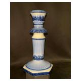 Beautiful Andrea by Sendak Blue/White Hexagon Candlestick…..7” tall