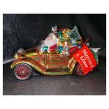 NIB Dept. 56 Mercury Glass “Driving The NP Express” Santa in Car Ornament….9” long x 5–/4” tall