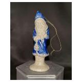 Rowe Pottery Works Salt Glaze Santa Holding Lantern Ornament…..4-1/2” tall