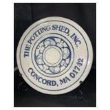 Vintage Dedham Potting Shed Rabbit Pattern Blue/White Pottery Plaque…..8-3/4”D