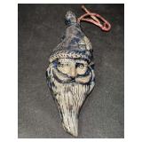 Rowe Pottery Works Salt Glaze Santa Face Ornament…..4-1/2” tall