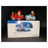 Dept. 56 Snow Village Accessory Piece “Pedal Cars For Christmas”…..Handpainted porcelain and in original box (see all pics)