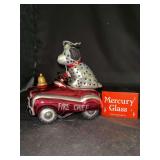 NIB Dept. 56 Mercury Glass “Dalmatian In Pedal Car” Ornament….5” long x 5-1/2” tall