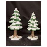 Dept. 56 Heritage Village Collection “Village Small Porcelain Pines” handpainted porcelain in original box….4-1/2 and 5” tall