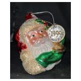 NIB Dept. 56 Mercury Glass “All In Good Time” 1999 Santa Ornament…..5-3/4” tall….pocket watch chain needs reattached at top