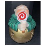 Dept. 56 porcelain Merry Makers Monks “Leopold the Lollipopman” ornament bell…3-1/2” tall and in original box
