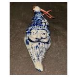 Rowe Pottery Works Salt Glaze Santa Face Ornament…..4-1/2” tall