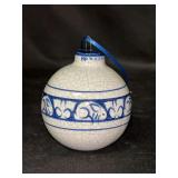 Vintage Dedham Potting Shed Rabbit Pattern Blue/White Pottery Ornament