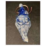 Rowe Pottery Works Salt Glaze Santa Face Ornament…..4-1/2” tall