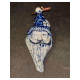 Rowe Pottery Works Salt Glaze Santa Face Ornament…..4-1/2” tall