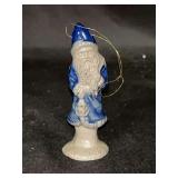 Rowe Pottery Works Salt Glaze Santa Holding Lantern Ornament…..4-1/2” tall
