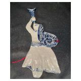 Vintage Rowe Pottery Works Salt Glaze Christmas ornament featuring Gabriel…..6-1/2” tall