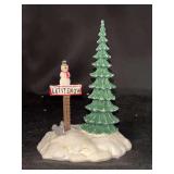 Dept. 56 Snow Village Accessory Piece “Let It Snow” Snowman Sign……Handpainted porcelain and in original box (see all pics)