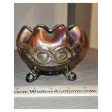 Vintage Northwood Amethyst Purple Beaded Cable Carnival Glass Rose Bowl in excellent vintage condition...