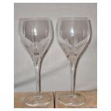 Two(2) NEW Vintage Atlantis Hand Blown and Cut Full Lead Crystal from Portugal "8.5" Wine Glass" in the FOLIAGE Pattern; GLASSES HAVE BEEN STORED IN CHINA CABINET FOR SEVERAL YEARS AND HAVE A FILM ON 