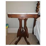 Gorgeous Victorian Walnut Marble Top Table 19x13x28.5" in excellent vintage condition...