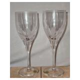 Two(2) NEW Vintage Atlantis Hand Blown and Cut Full Lead Crystal from Portugal "8.75" Water Goblet" in the FOLIAGE Pattern; GLASSES HAVE BEEN STORED IN CHINA CABINET FOR SEVERAL YEARS AND HAVE A FILM 