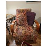 Gorgeous Paisley Print Upholstered Thomasville Furniture Side Chair 31x34x36" w/Wooden Arms & Legs PILLOWS INCLUDED...