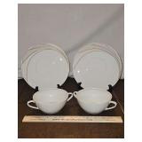 Two(2) Vintage New/Like New Cream Soup Bowl & Saucer Sets NO LID of Hutschenreuther Germany China in the En Vogue Pattern...Maxim