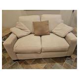 Haverty Furniture micro-suede 2-cushion loveseat 59x36x36" w/pillows in good condition MAY NEED SOME SPOT CLEANING...