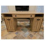 Desk w/drawer & 2-side doomed cabinets 53.25x23.5x30"...