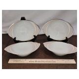 Four(4) Vintage New/Like New Hutschenreuther Germany China Rim Fruit/Dessert (Sauce) Bowls 7.75" in the En Vogue Pattern...Maxim