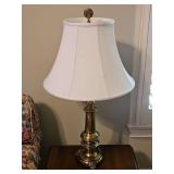 Beautiful Stiffel brass lamp 33.25" tall to top of finial w/18" shade...