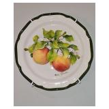 Signed Eva Gordon Ceramic Art 12” Plate w/3D "Peach" & Hanger in excellent condition...