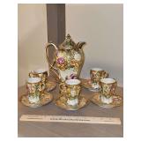 Exquisitely Handpainted 14 Piece I.E.&C. Co. Nippon Era Chocolate Set...Pitcher w/Lid and Six(6) Cup & Saucer Sets in excellent vintage condition...Set.