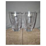 Two(2) NEW Vintage Atlantis Hand Blown and Cut Full Lead Crystal from Portugal "5.25" Highball Glass" in the FOLIAGE Pattern; GLASSES HAVE BEEN STORED IN CHINA CABINET FOR SEVERAL YEARS AND HAVE A FIL
