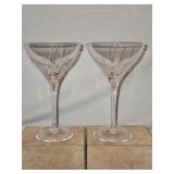 Two(2) NEW Vintage Atlantis Hand Blown and Cut Full Lead Crystal from Portugal "7 1/8" Champagne/Tall Sherbet" in the FOLIAGE Pattern; GLASSES HAVE BEEN STORED IN CHINA CABINET FOR SEVERAL YEARS AND H