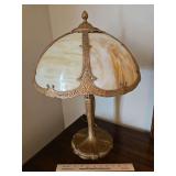 Beautiful Vintage Caramel Slag Glass Table Lamp w/6 Domed Panels 22.5" tall in excellent vintage condition...