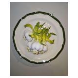 Signed Eva Gordon Ceramic Art 12” Plate w/3D "Garlic" & Hanger in excellent condition...