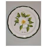 Signed Eva Gordon Ceramic Art 12” Plate w/3D "Magnolia" & Hanger in excellent condition...