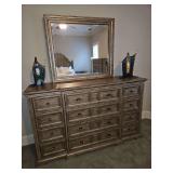 Gorgeous Haverty Furniture 12-Drawer Triple Dresser w/Mirror STATUES NOT INCLUDED...