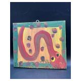 Authentic Signed Contemporary Artist Mose T Ted Snake with Yellow Eyes Folk Art with signature soda can tab hanger…..10 x 8-3/4