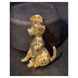 Very cute gold tone Dalmatian brooch…..2” tall