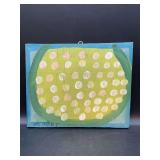 Authentic Signed Contemporary Artist Mose T Lime Green Meat Watermelon Folk Art with signature soda can tab hanger…..13-1/4 x 10-3/4