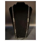 Very nice gunmetal tone link necklace with oval rhinestone accents